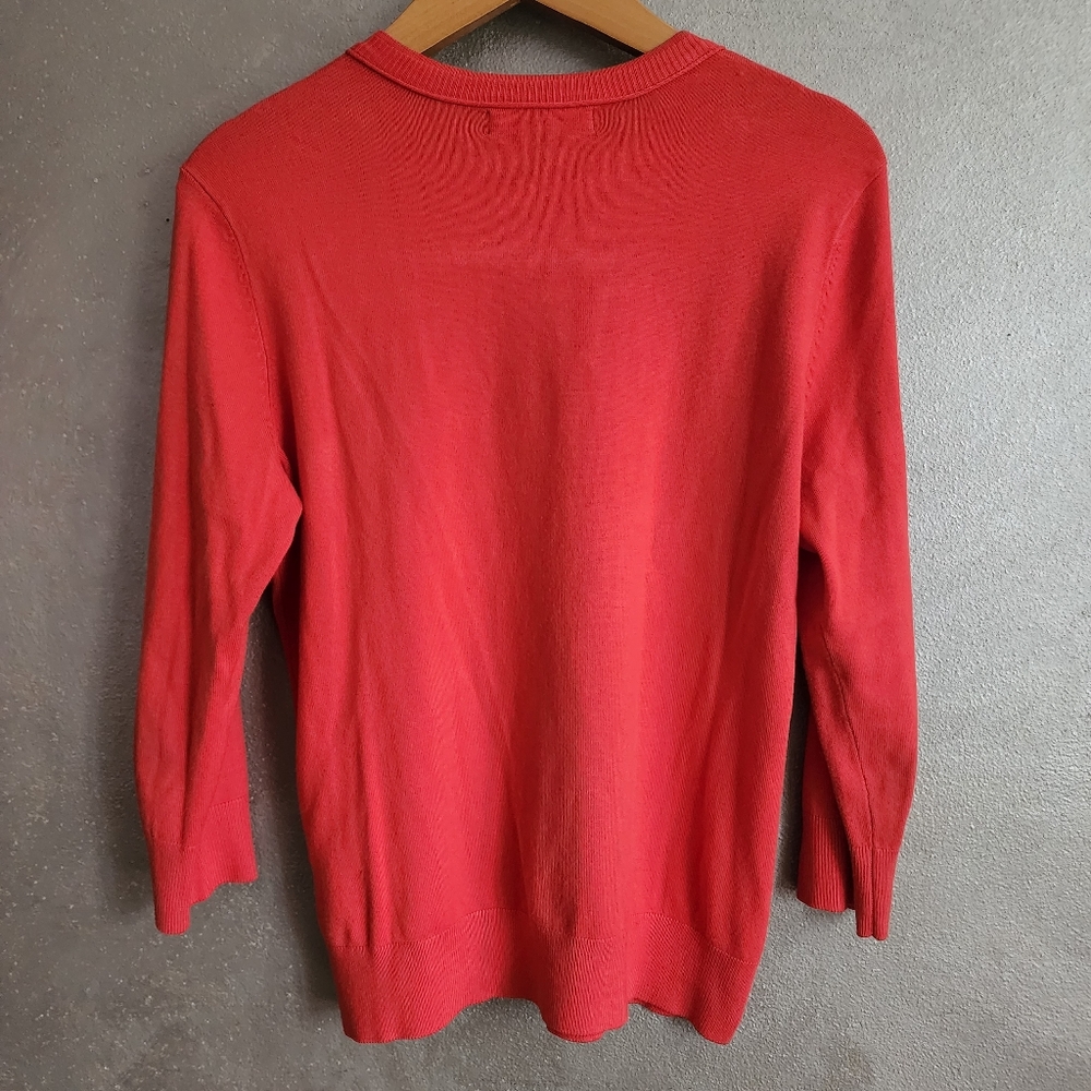 📚Bright & Beautiful deep Coral/Guava button down Cardigan - Picture 3 of 4